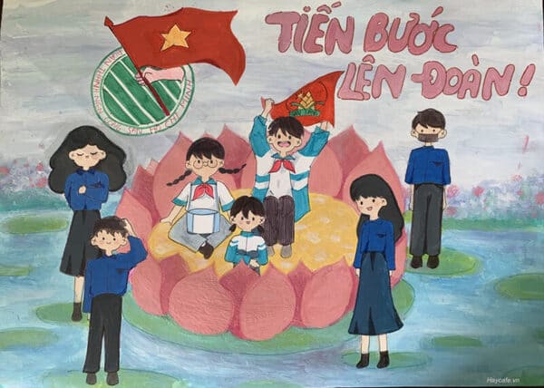 Mẫu tranh thi em vẽ sắc màu tình nguyện