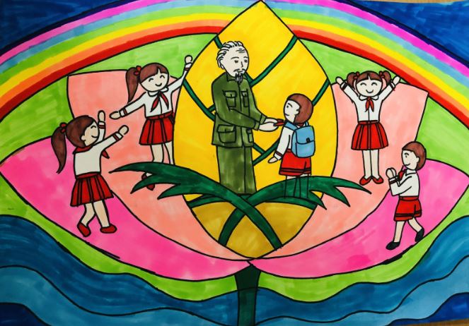 Tranh Bác Hồ và thiếu nhi