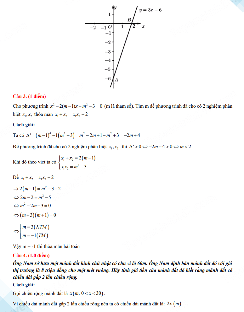Đáp án đề thi tuyển sinh lớp 10 môn Toán Sơn La 2023