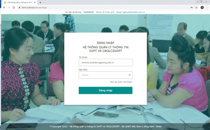 Hướng dẫn đánh giá chuẩn nghề nghiệp giáo viên trên TEMIS