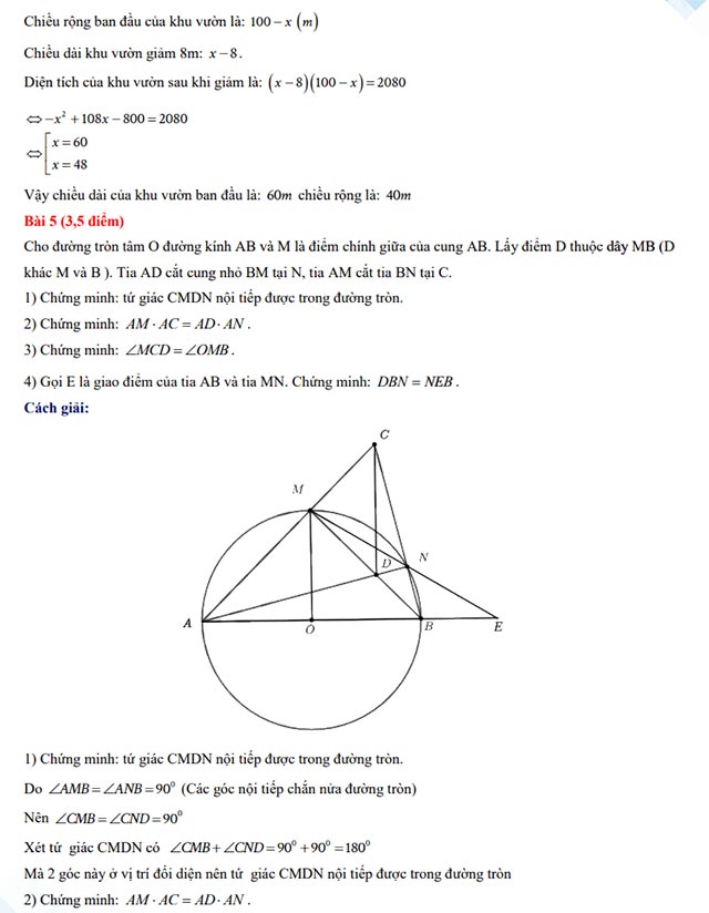 Đáp án đề thi vào 10 môn Toán Bình Dương năm 2024