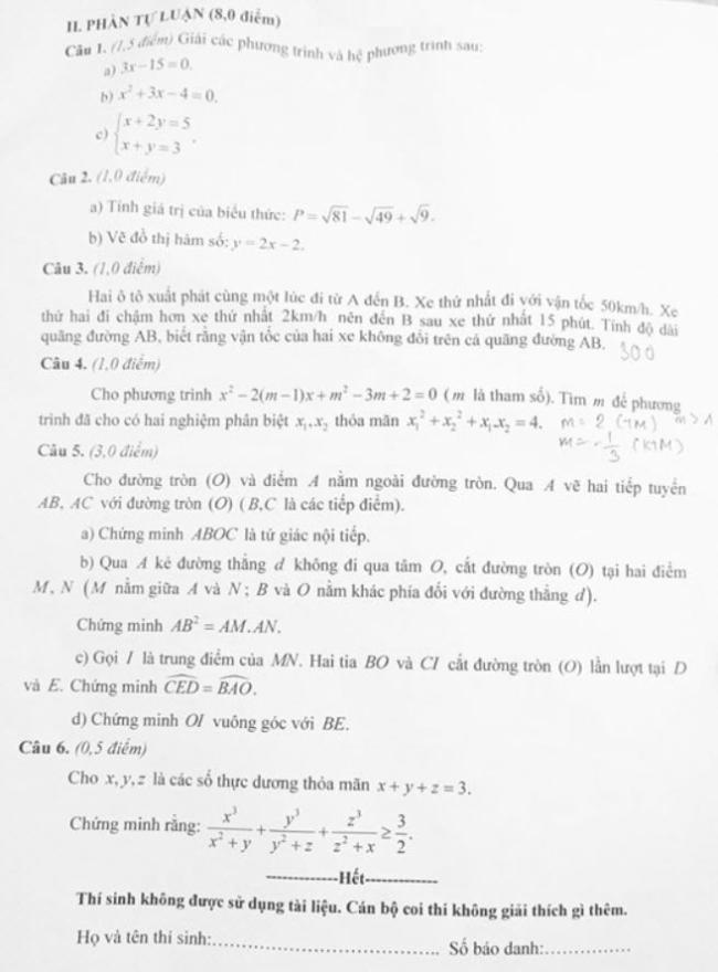 Đáp án đề thi vào 10 môn toán năm 2024 tỉnh Sơn La ảnh 2