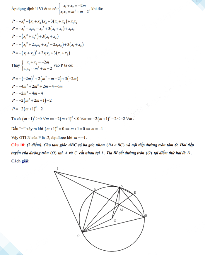 Đáp án đề thi tuyển sinh lớp 10 môn Toán lào Cai 2023