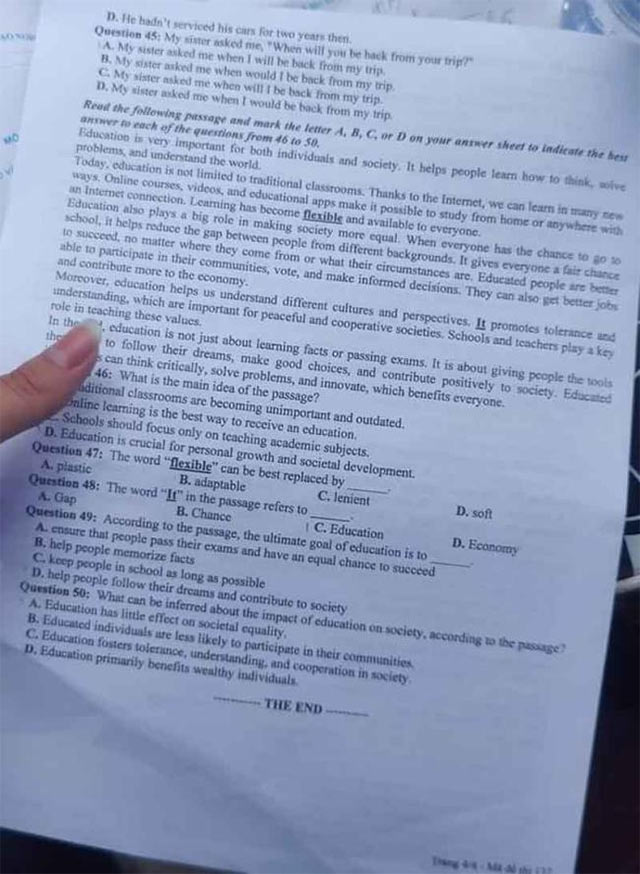 Đề thi tuyển sinh vào lớp 10 môn tiếng Anh Nghệ An