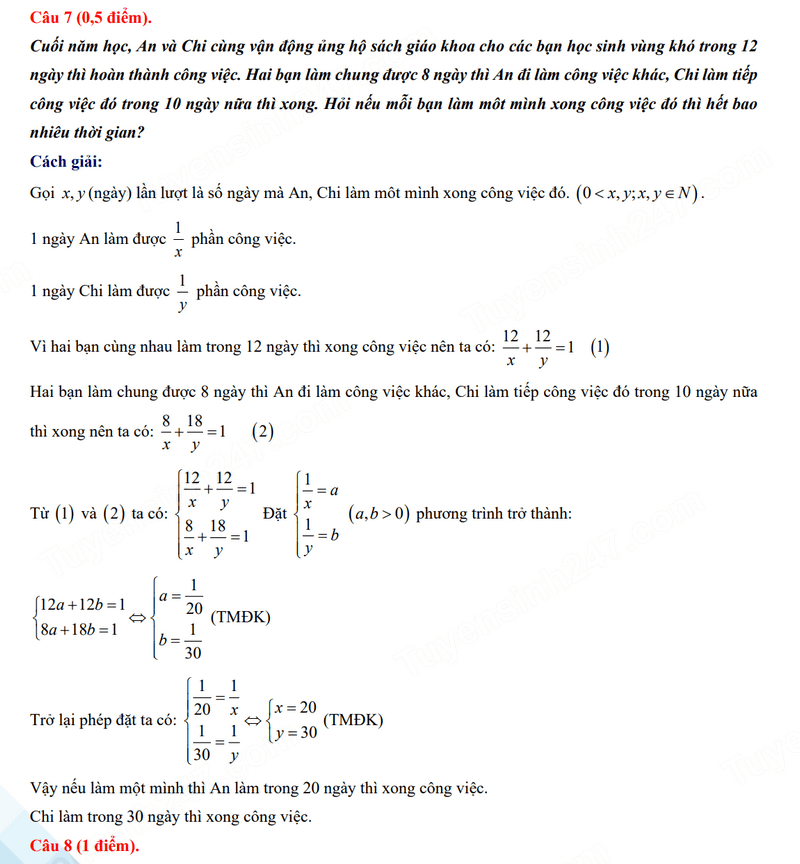 Đáp án đề thi tuyển sinh lớp 10 môn Toán Lào Cai 2024 2025