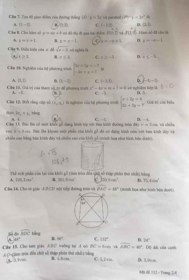 Đáp án đề thi vào lớp 10 môn Toán Cần Thơ 2024-2025 2