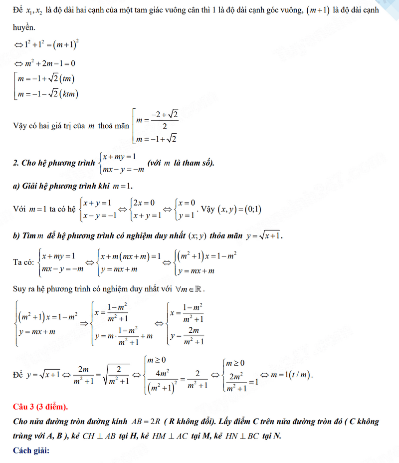 Đáp án đề thi vào 10 Toán Phú Thọ 2024