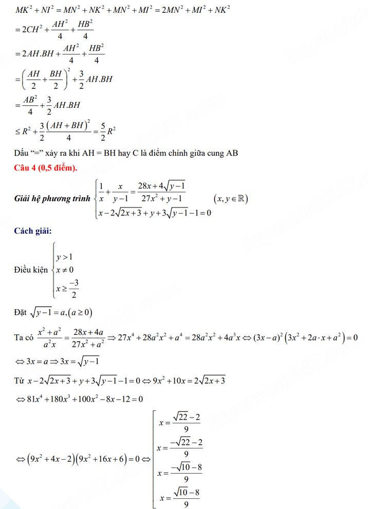 Đáp án đề thi vào 10 Toán Phú Thọ 2024
