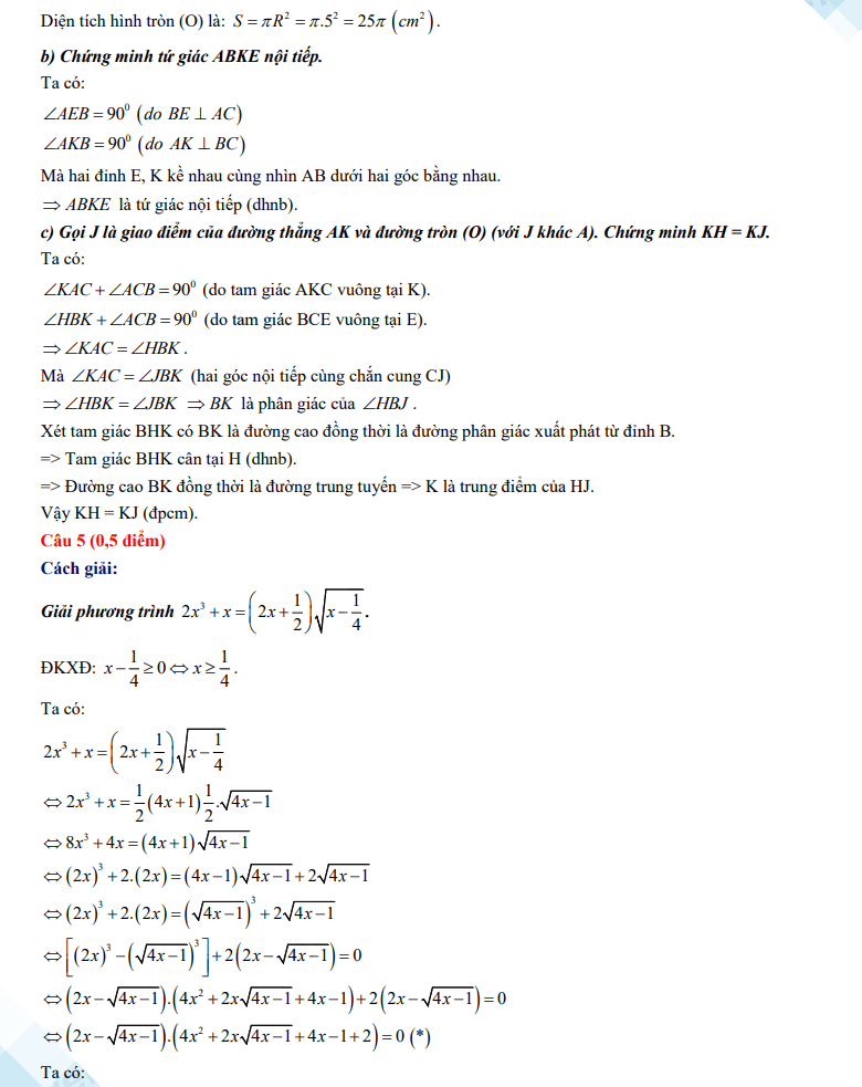 Đáp án đề thi vào lớp 10 môn Toán tỉnh Hậu Giang 2023
