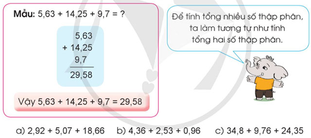 Cộng các số thập phân