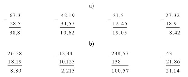 Trừ các số thập phân