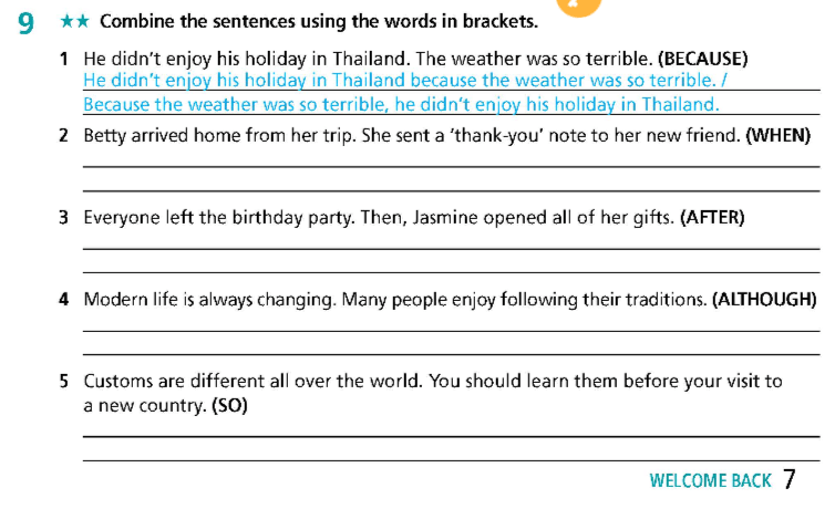 SBT Tiếng Anh 9 Right On Welcome back trang 6 7