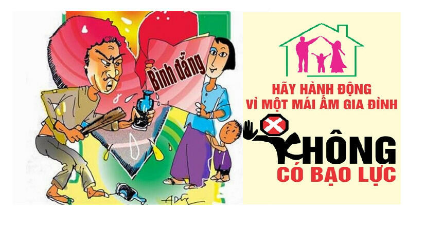  Áp phích với nội dung "Nói không với bạo lực gia đình"