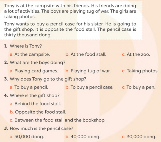 Sách bài tập tiếng Anh lớp 4 Self-check 4