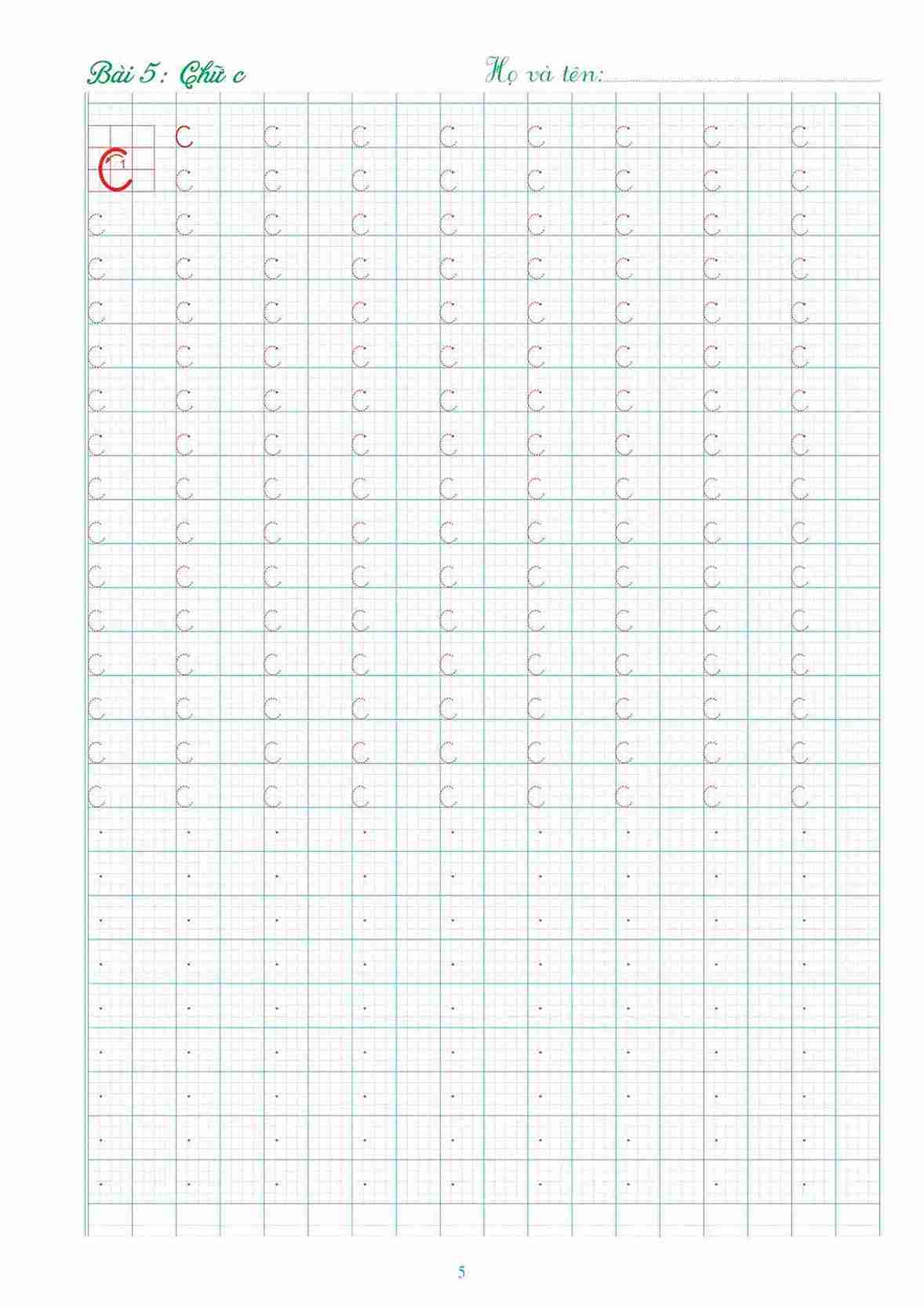 Mẫu vở tập viết cho học sinh lớp 1