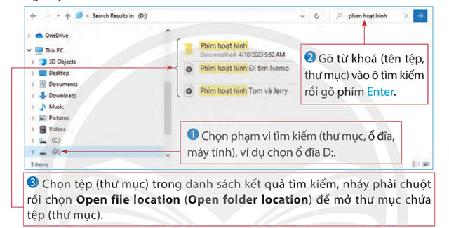 Tổ chức, lưu trữ và tìm tệp, thư mục trong máy tính