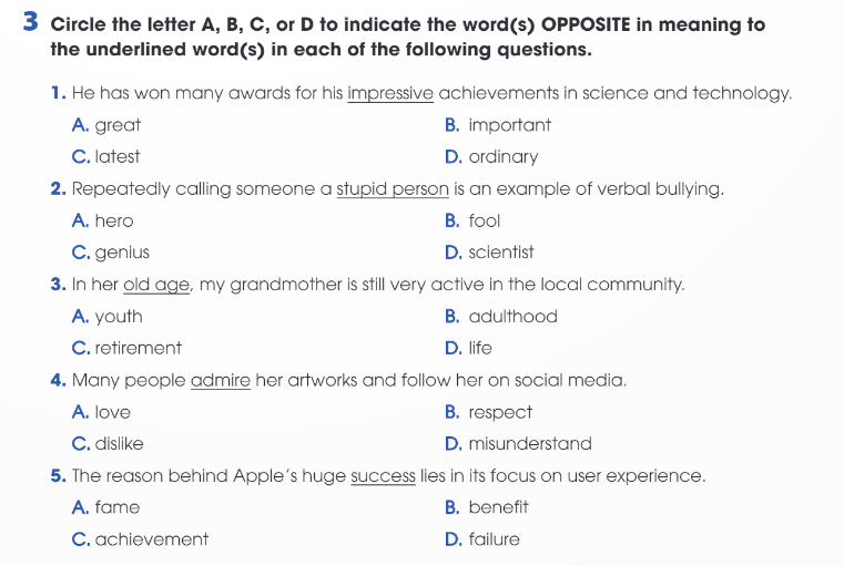 Sách bài tập Tiếng Anh 12 Global Success Unit 1 Vocabulary