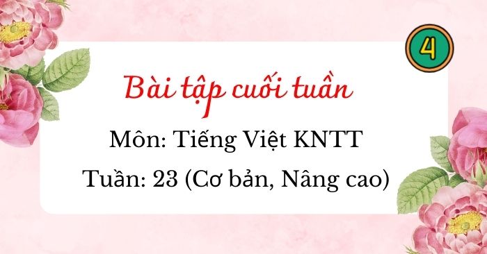 Bộ đề kiểm tra cuối tuần Tiếng Việt lớp 4 Kết nối tri thức Tuần 23