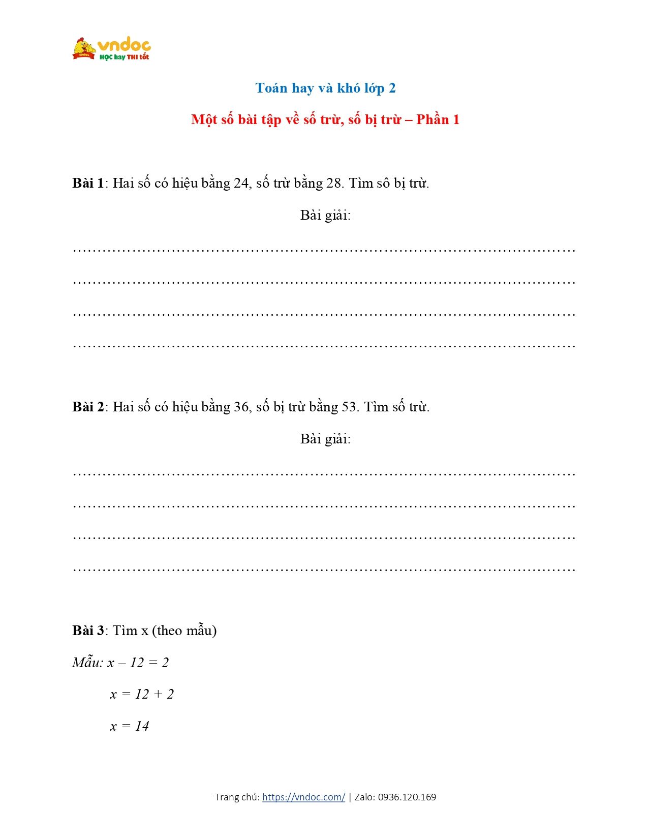 toan hay va kho lop 2 mot so bai tap ve so tru so bi tru phan 1 page 1*617089