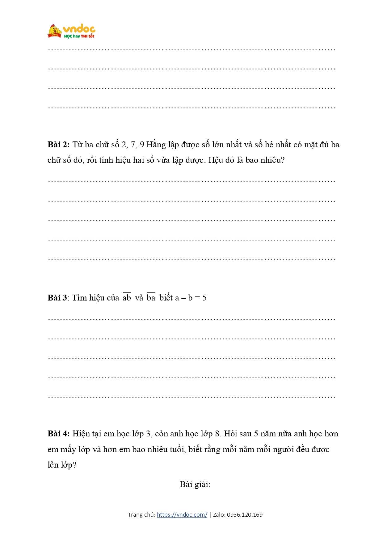 bai tap nang cao toan 3 on tap ve phep tru page 2*618033