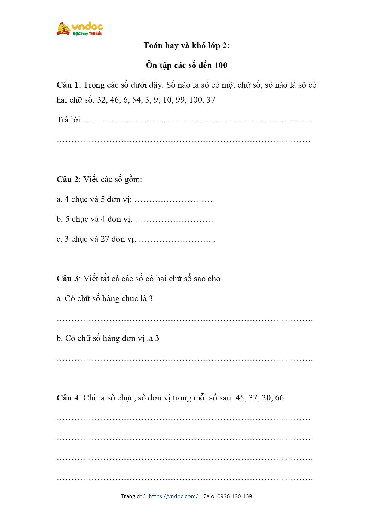 toan hay va kho lop 2 on tap cac so den 100 page 1*623701