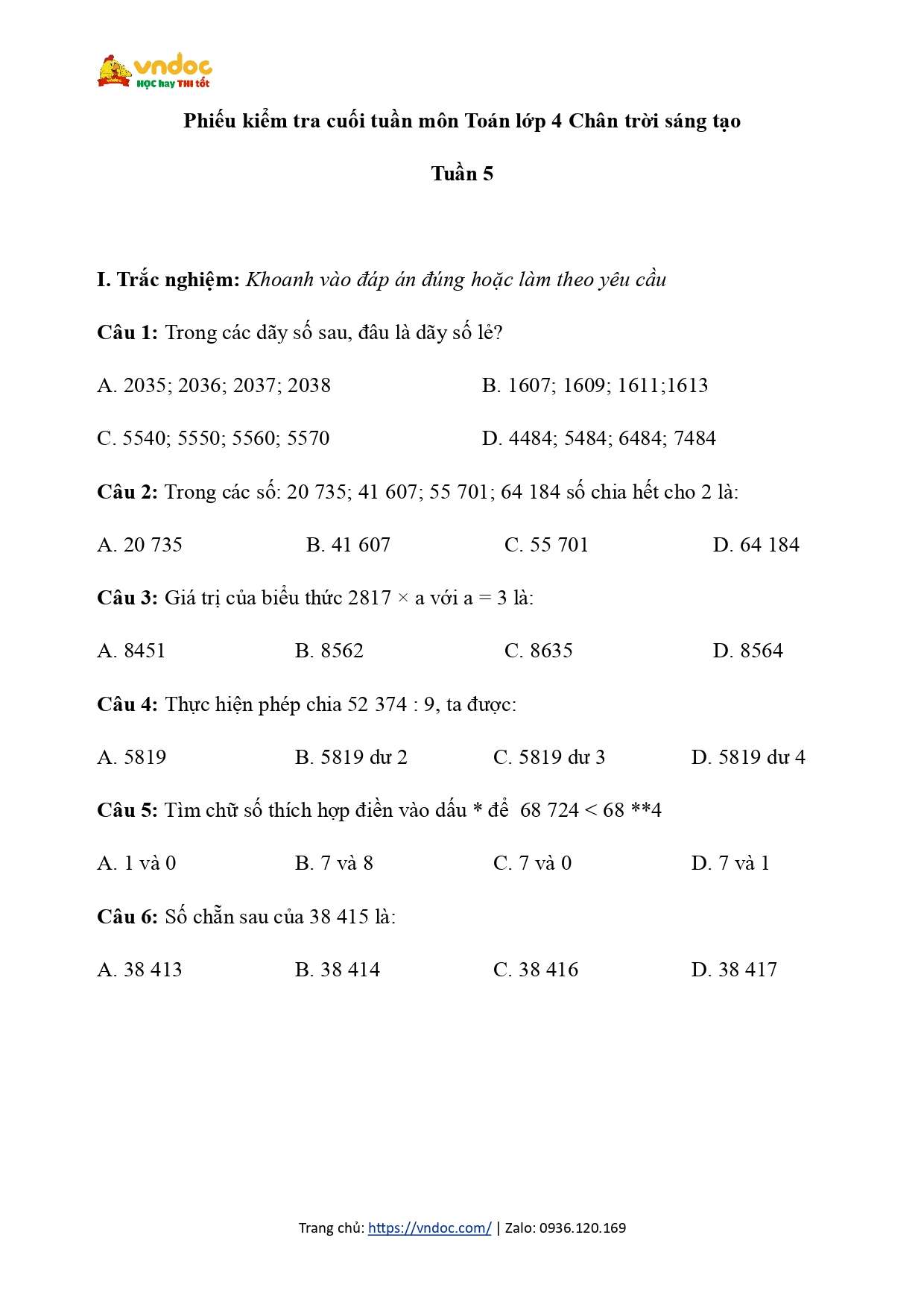 phieu kiem tra cuoi tuan 5 mon toan lop 4 ctst h1*624081