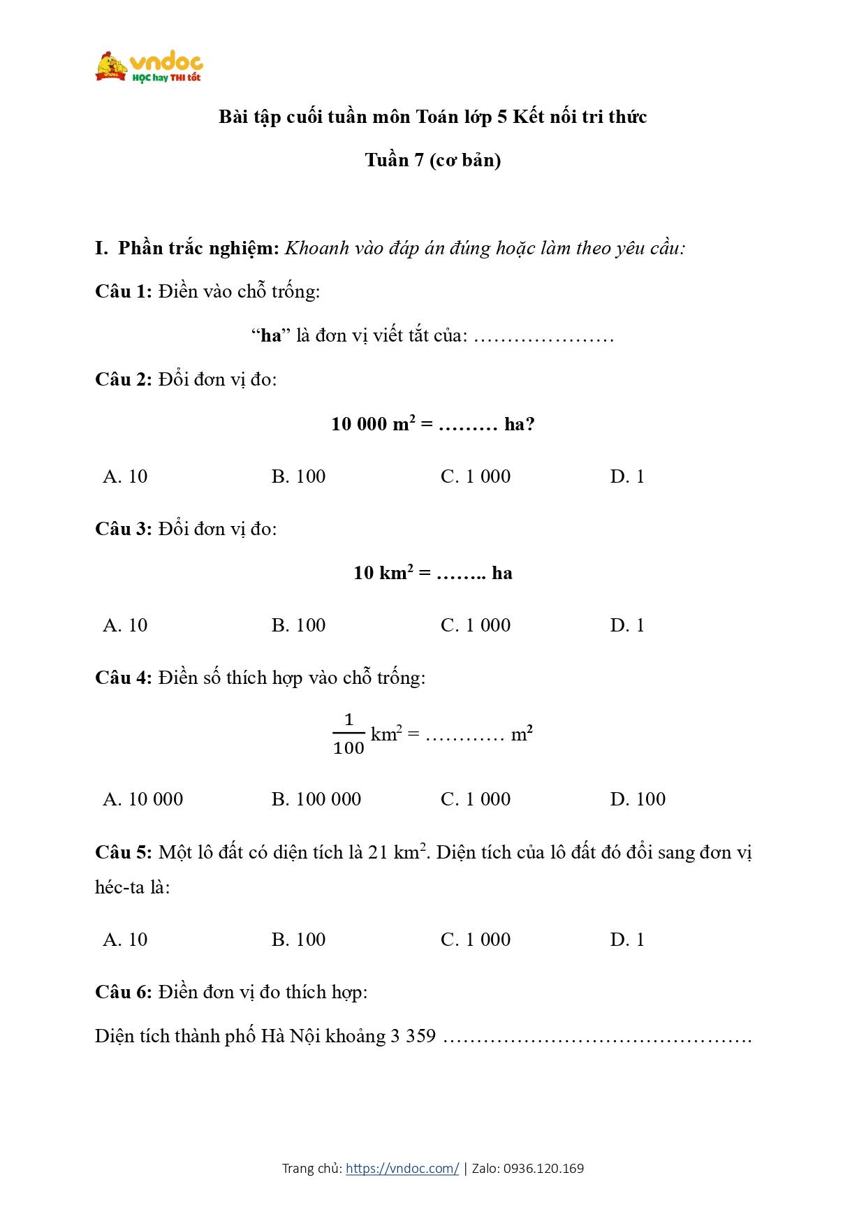bai tap cuoi tuan toan lop 5 ket noi tri thuc tuan 7 h1*627373