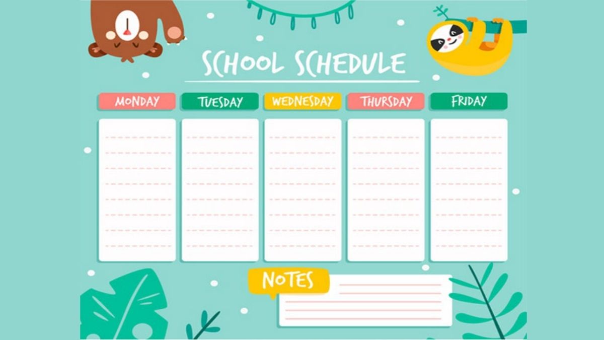 Mẫu thời khóa biểu cho học sinh Trung học đẹp