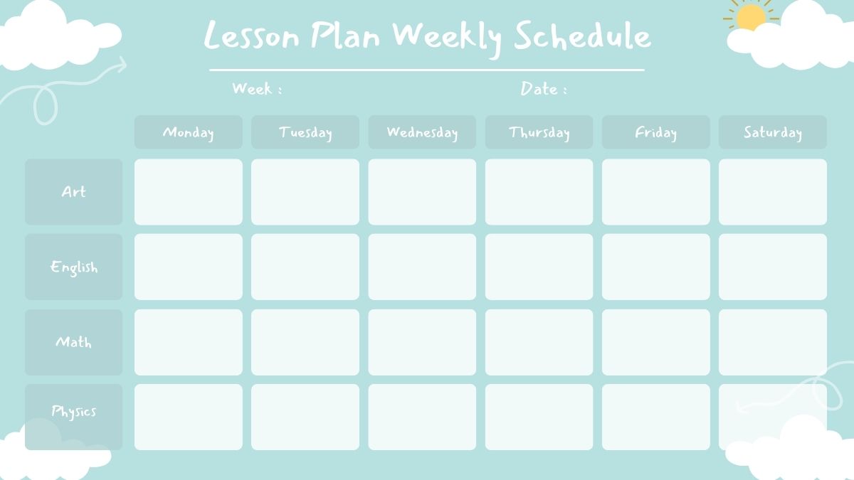 Mẫu thời khóa biểu cho học sinh cấp 2 đẹp