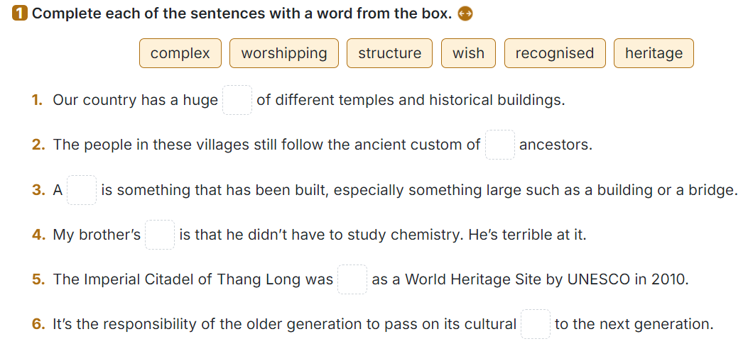 Sách bài tập Tiếng Anh 9 Global Success Unit 4 Vocabulary & Grammar