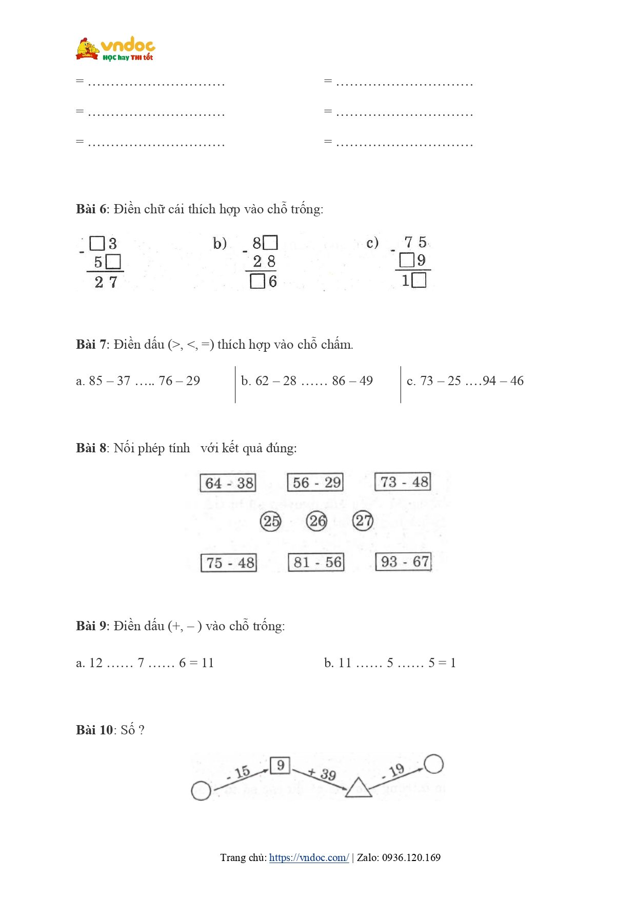 toan hay va kho lop 2 bai tap ve phep tru qua 10 phan 1 page 0002*628735