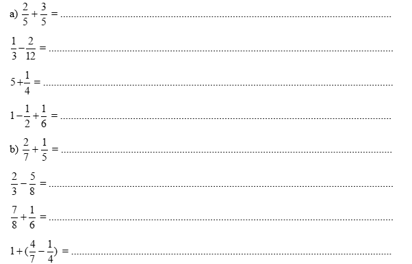 Vở bài tập Toán lớp 5 Chân trời sáng tạo Bài 3: Ôn tập và bổ sung các phép tính với phân số