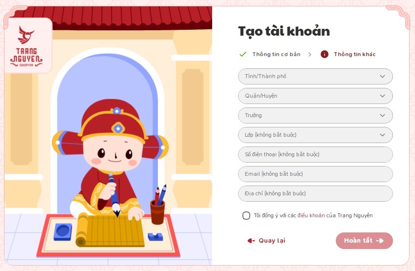 Hướng dẫn đăng kí tài khoản học sinh