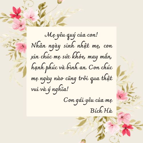 Viết bưu thiếp chúc mừng sinh nhật một người thân