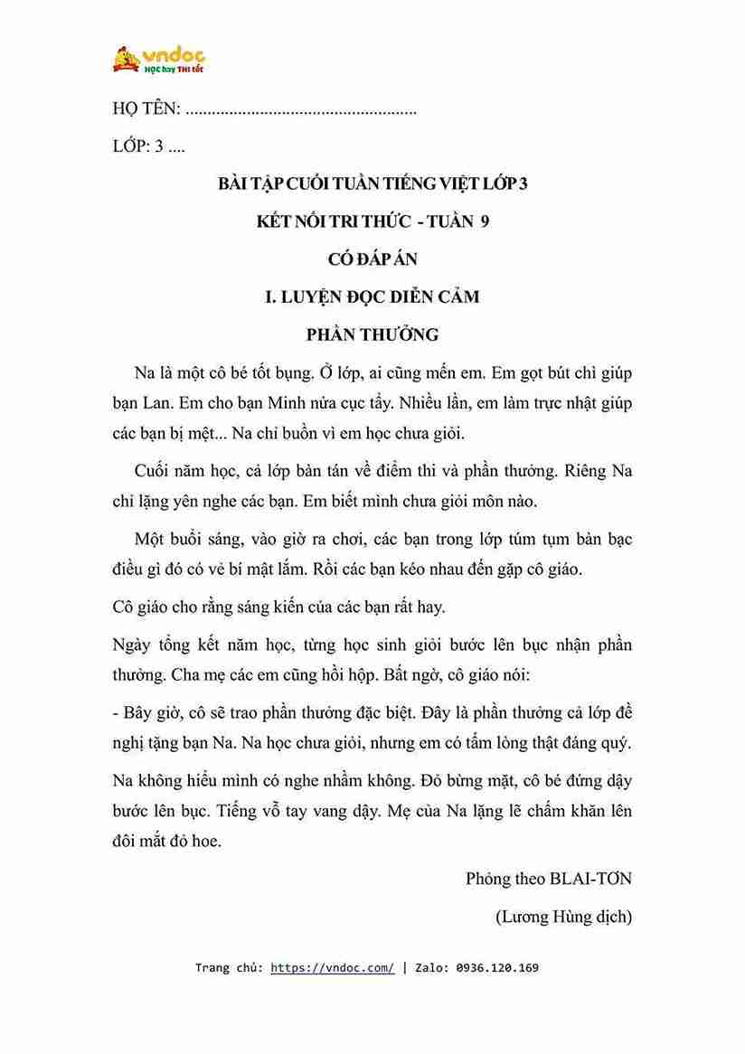 bai tap cuoi tuan tieng viet lop 3 ket noi tri thuc tuan 9 hinh anh 0 1*640163