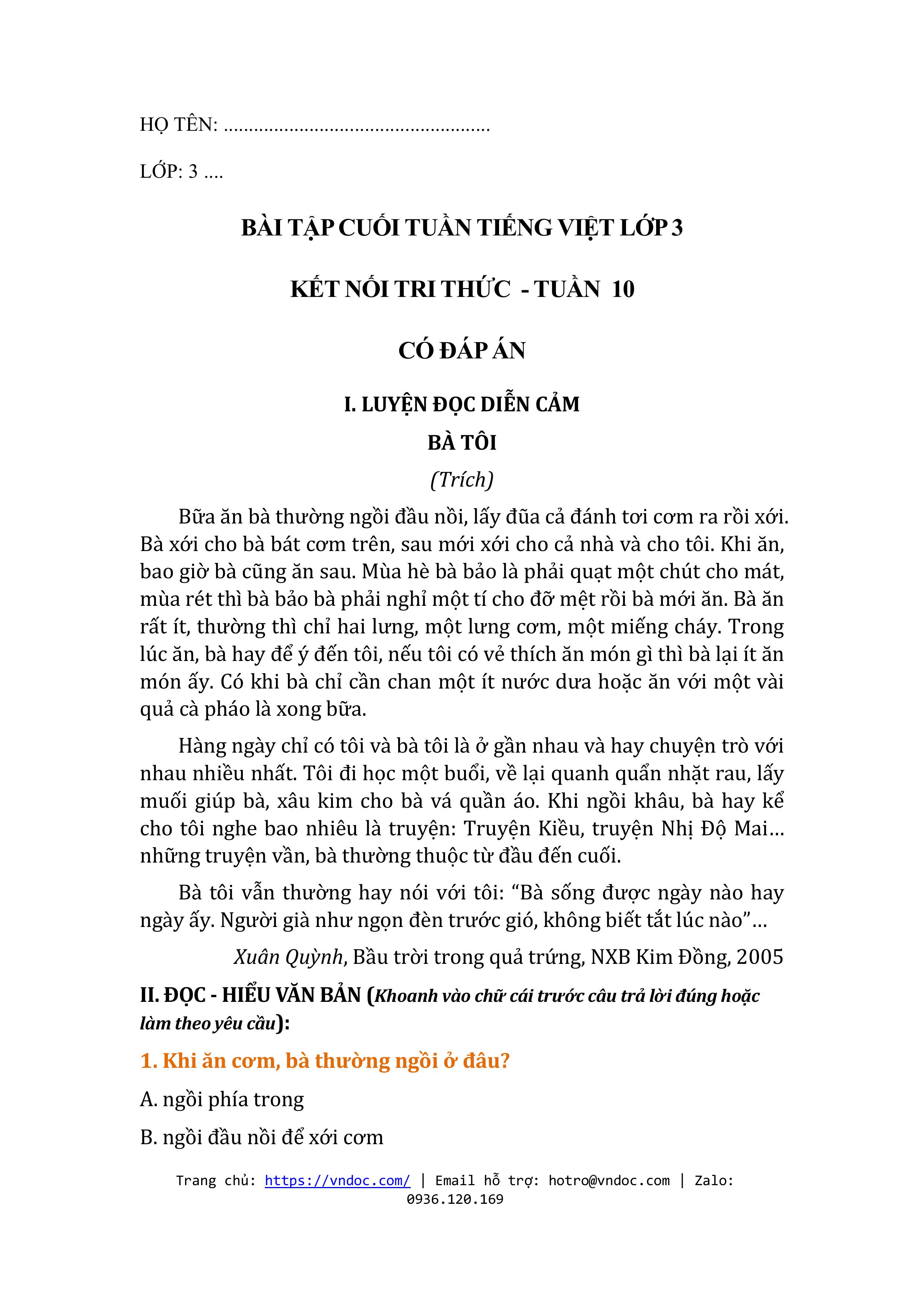 bai tap cuoi tuan tieng viet lop 3 ket noi tri thuc tuan 10 co ban hinh anh 0*641598