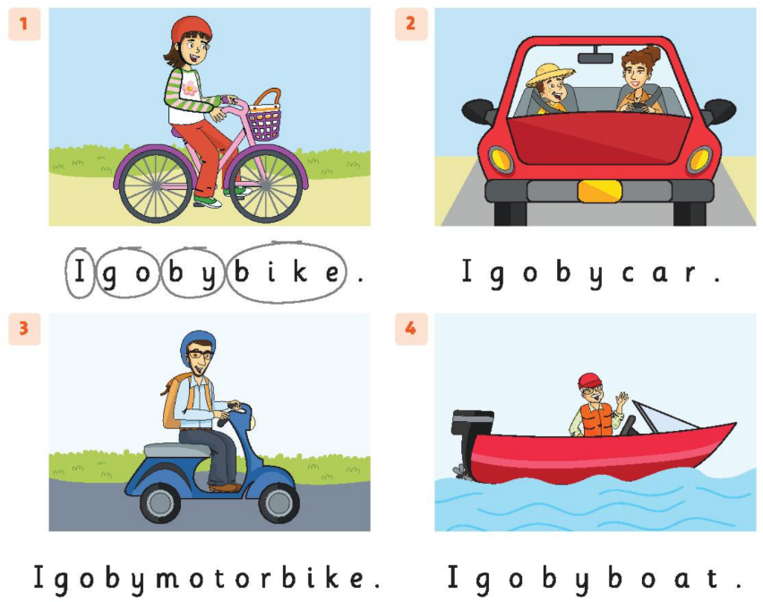 SBT tiếng Anh 2 unit 4 I go to school by bus lesson 6