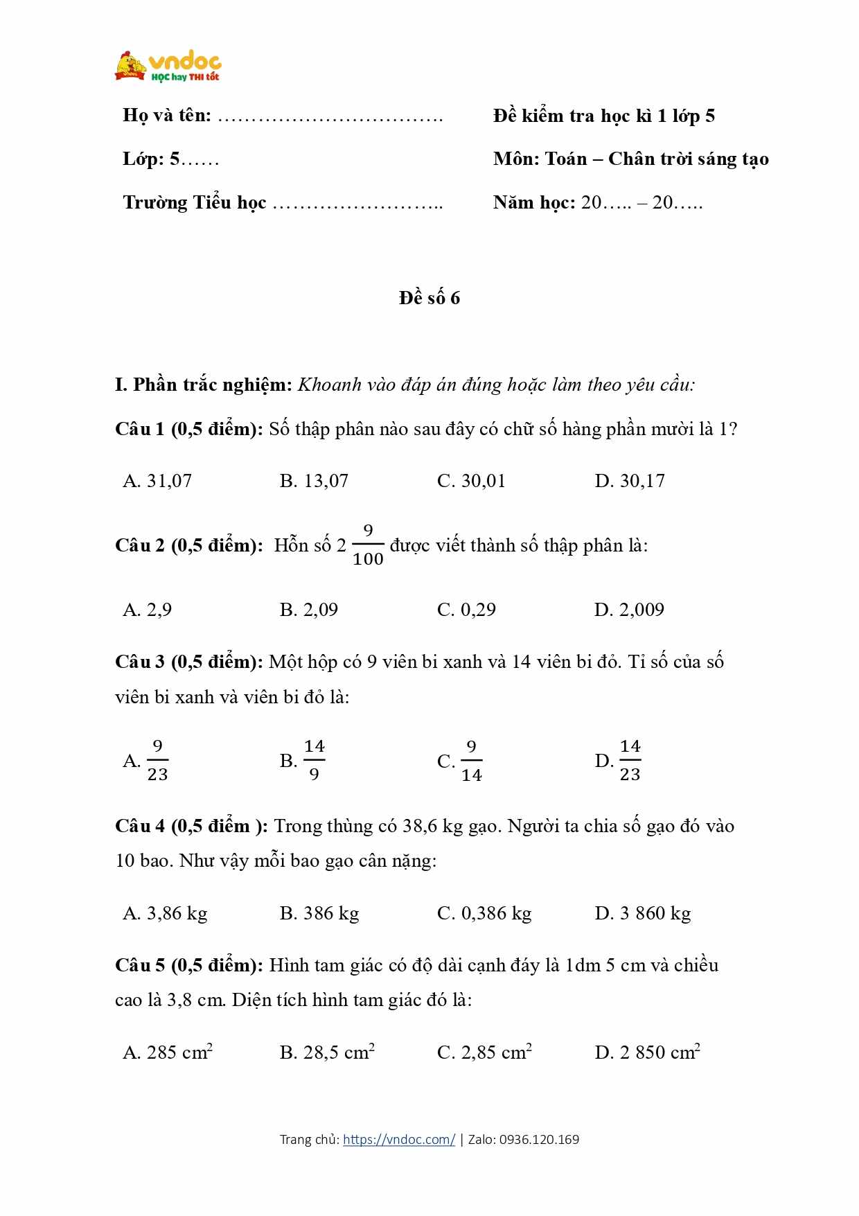 de thi cuoi hoc ki 1 toan 5 ctst de 6 page 1*647133