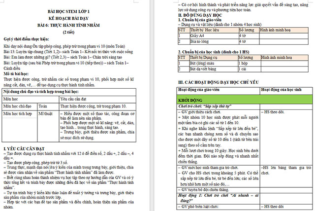 Giáo án STEM Dụng cụ thực hành tính nhẩm