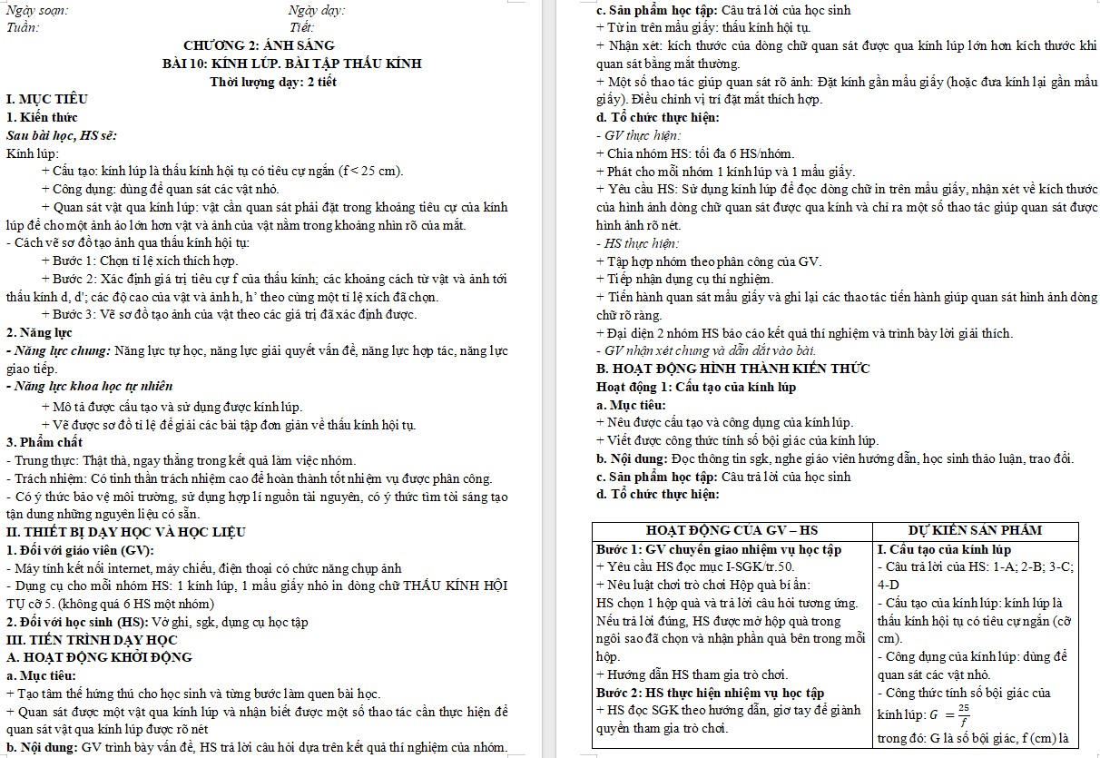 KHBD Bài 10 Khoa học tự nhiên 9 KNTT