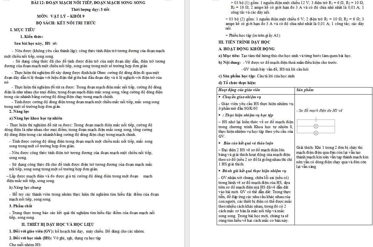 Giáo án KHTN 9 KNTT Bài 12