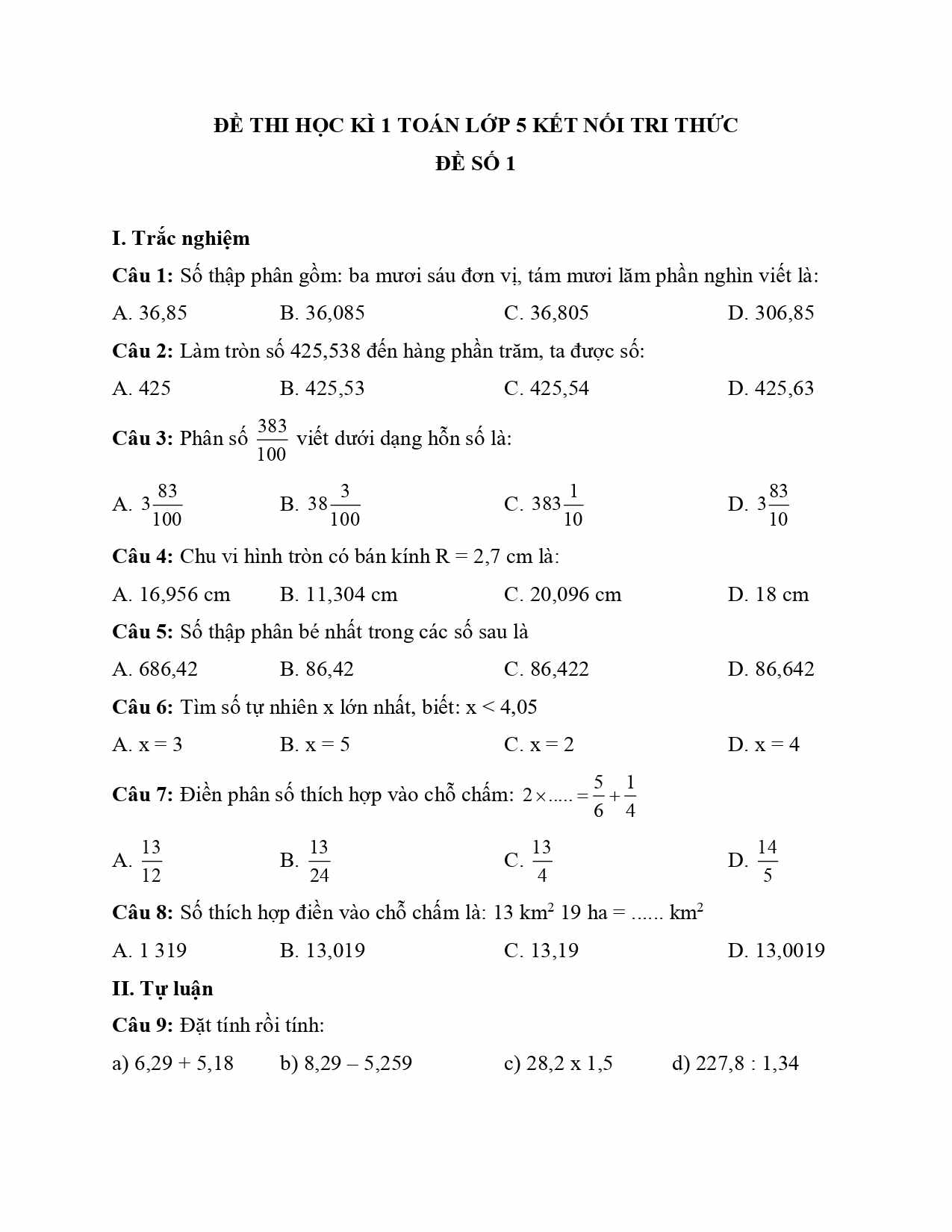 de thi cuoi hoc ki 1 toan 5 kntt de 1 page 0001*649210