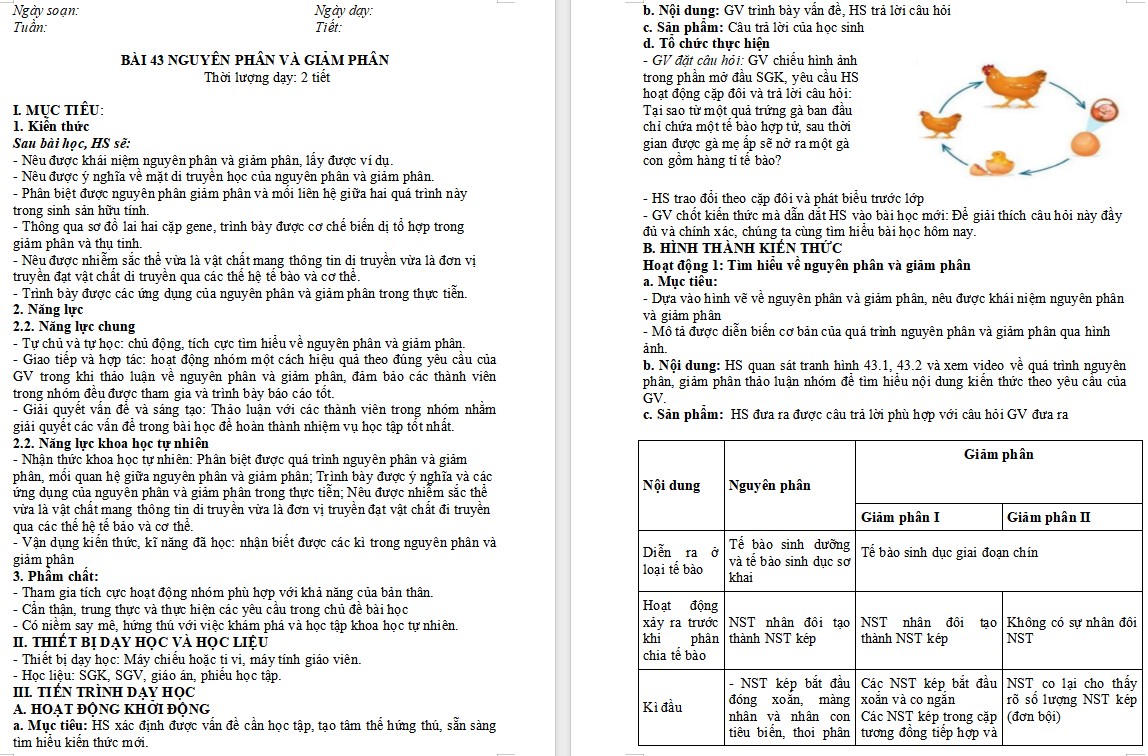 Giáo án KHTN 9 KNTT Bài 43