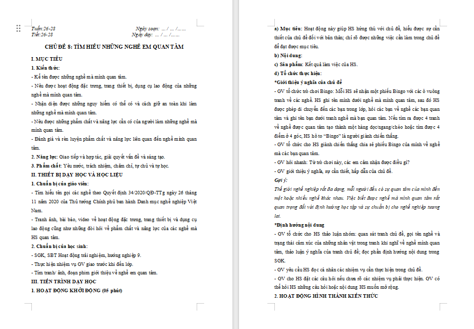 Giáo án PowerPoint HĐTN 9 Chủ đề 8