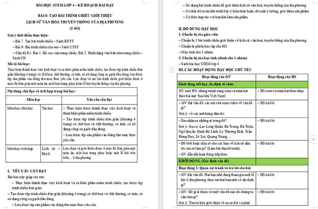 Giáo án STEM Tạo bài thuyết trình lịch sử văn hóa truyền thống của địa phương