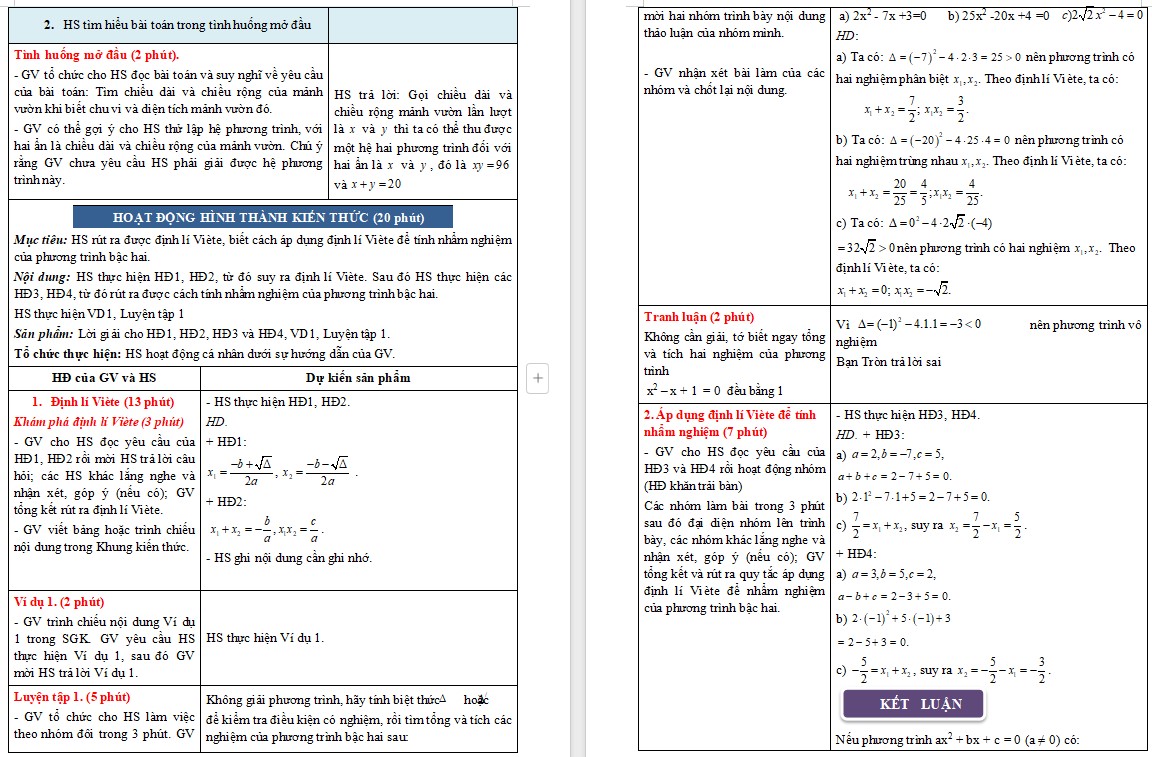 Giáo án Toán 9 KNTT Bài 20