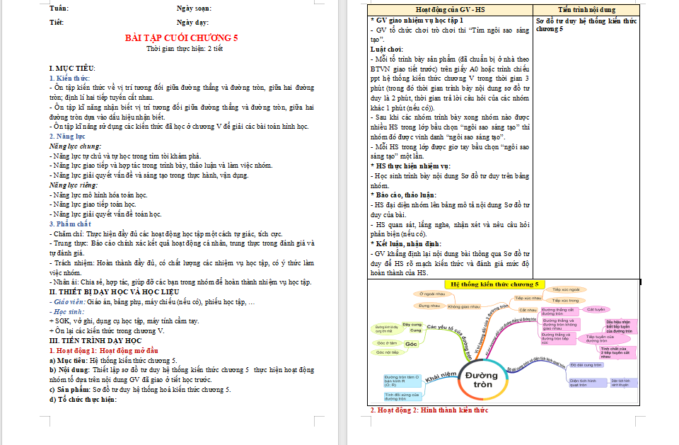 Bài tập cuối chương 5 Toán 9