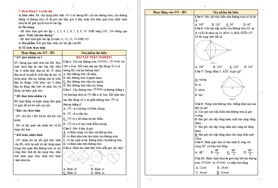 Bài tập cuối chương 5 Toán 9