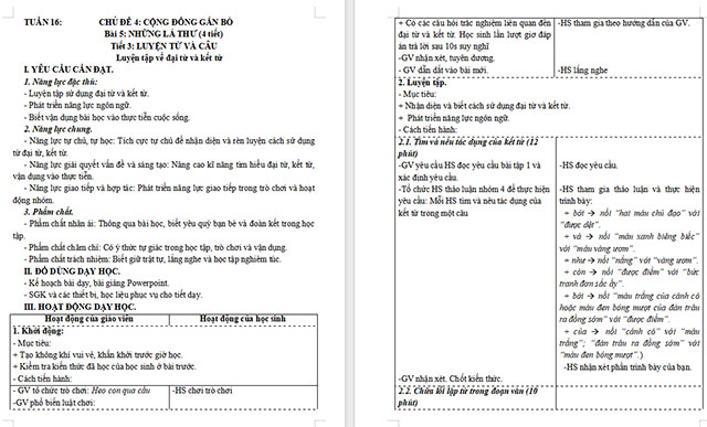 Giáo án Tiếng Việt 5 Luyện tập về đại từ và kết từ