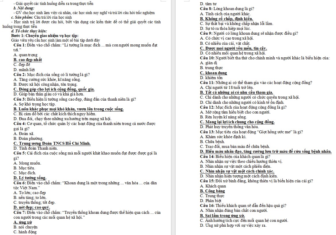 Giáo án GDCD 9 KNTT Bài Ôn tập cuối kì 1